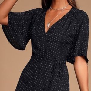 Lulus Farah Print Midi Wrap Dress Black XS